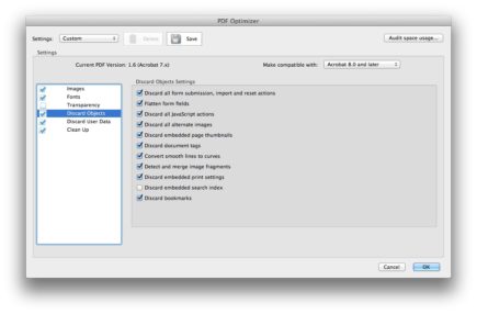 New Issue PDF - optimize settings 3 - discard objects